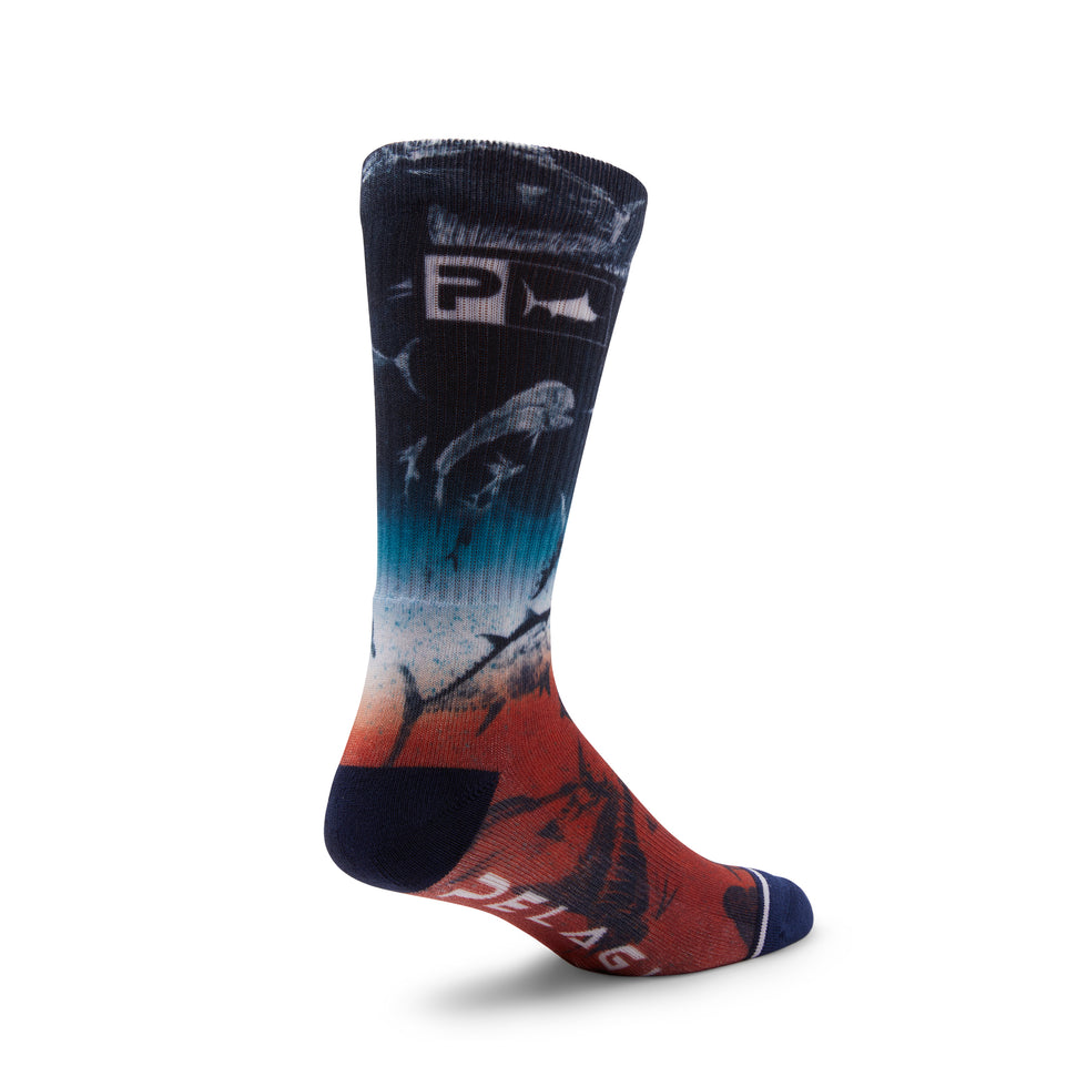 Pelagic Americano Gyotaku Fade Socks - Dogfish Tackle & Marine