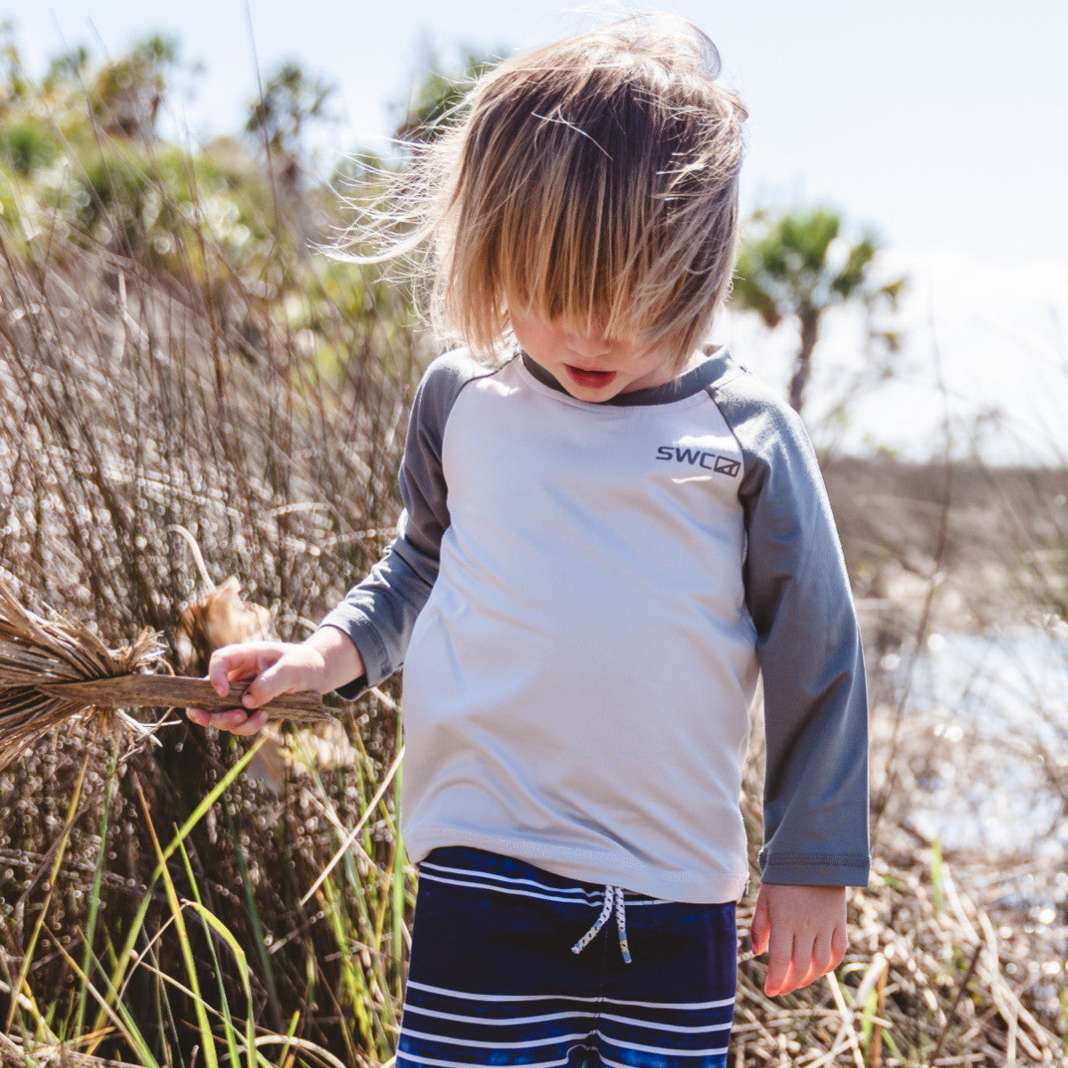 Skinny Water Culture YOUTH CLEARWATER RAGLAN L/S | SILVER/SEDONA SAGE - Dogfish Tackle & Marine