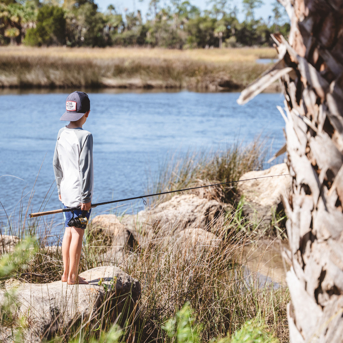 Skinny Water Culture YOUTH CLEARWATER RAGLAN L/S | SILVER/SEDONA SAGE - Dogfish Tackle & Marine